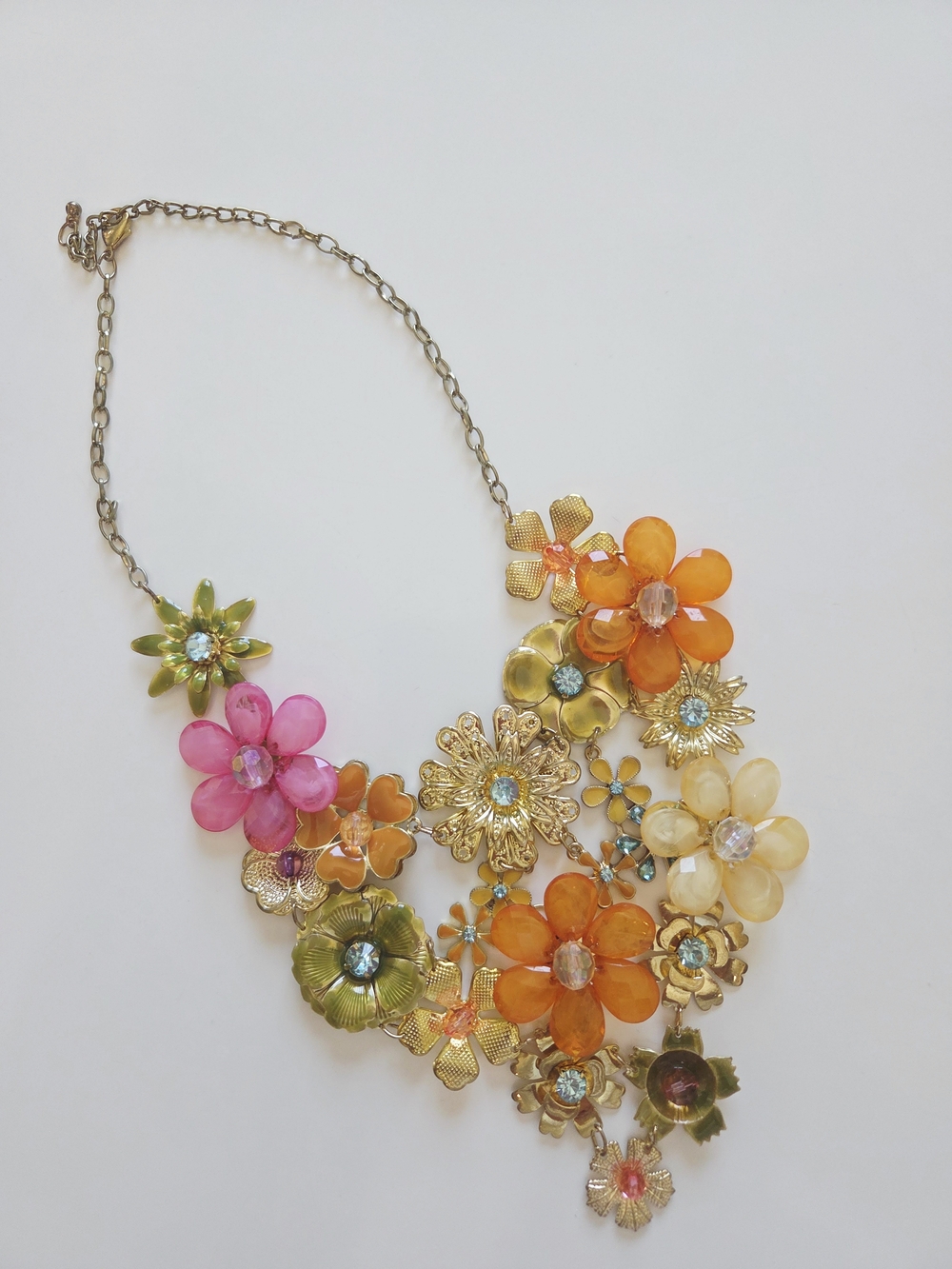 Statement Floral Bib Necklace - Multicolor